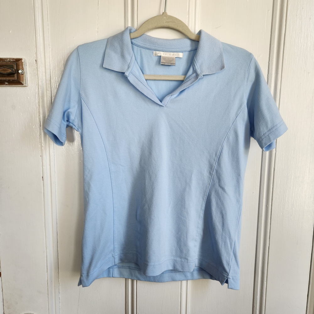 Nike Golf Women's Light Blue Dri Fit Polo Shirt Cotton Polyester Size Small